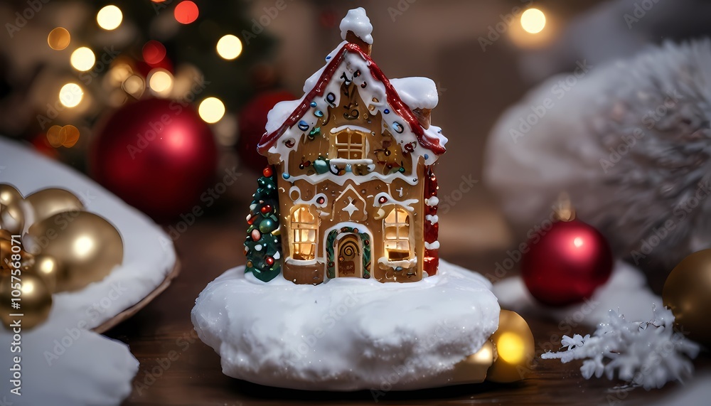 Christmas toy close up, winter on snow Christmas toy close up, winter on snow