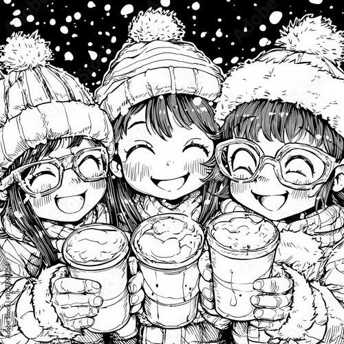 A cozy winter scene with ho...