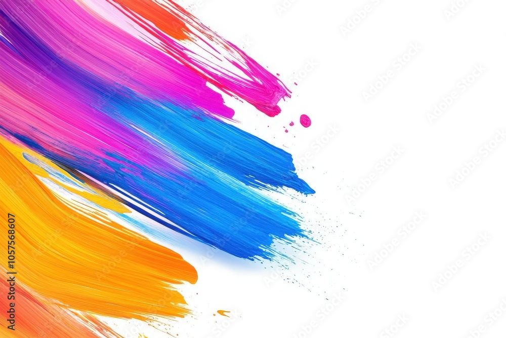 Bright splashes of paint in vivid colors create an energetic and artistic display against a pristine white background, illustrating creativity and dynamic movement in a playful way. Bright splashes of paint in vivid colors create an energetic and artistic display against a pristine white background, illustrating creativity and dynamic movement in a playful way.