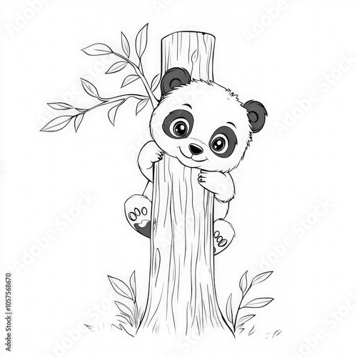 A playful baby panda climbi...