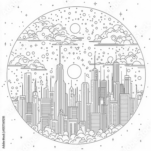 A vibrant city skyline at s...