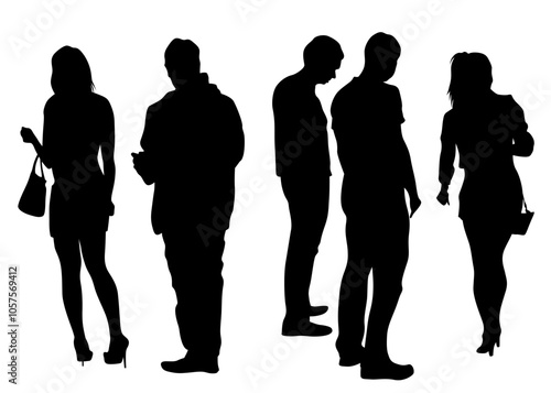 Big crowds people walking on white background
