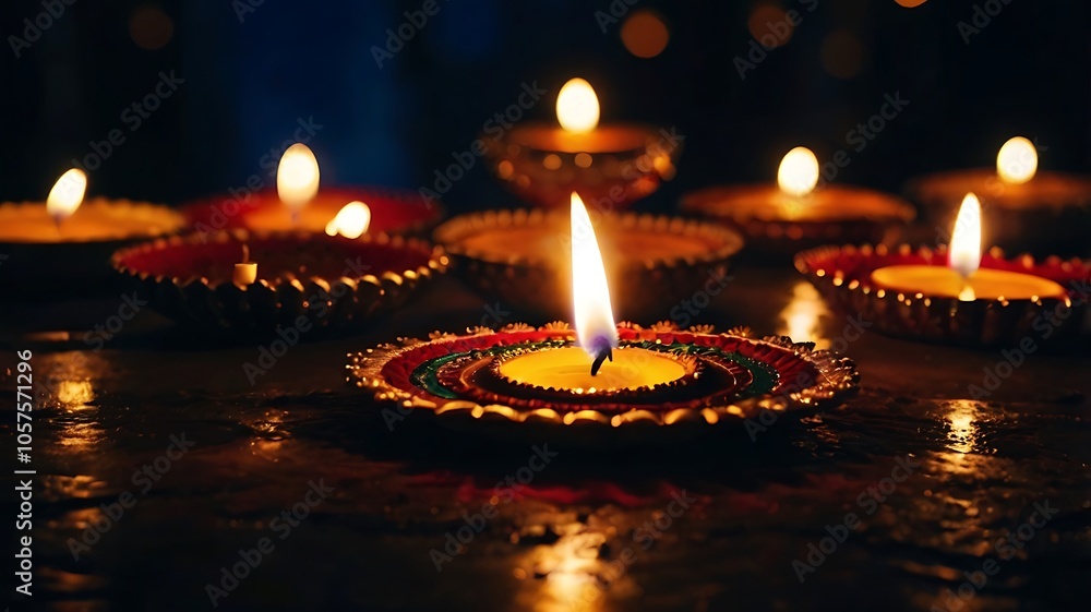 Happy Diwali decorated background on the night Happy Diwali decorated background on the night