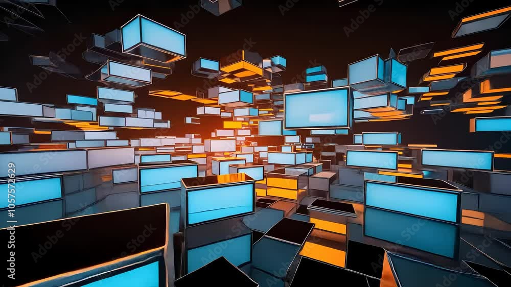 Abstract 3D Blocks Floating with Blue and Orange Lighting Effects
Abstract 3D Blocks Floating with Blue and Orange Lighting Effects