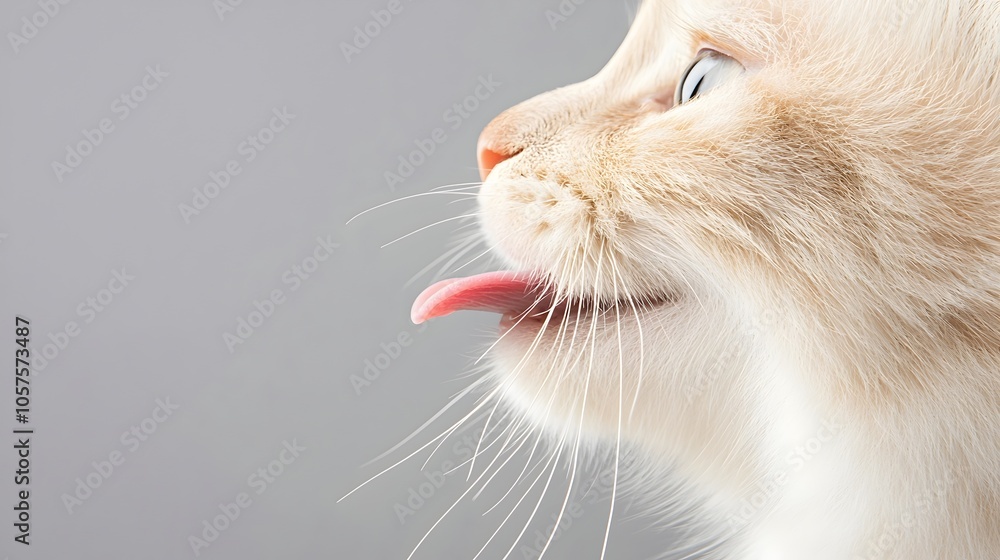 Majestic Birman Cat Close-Up - Captivating Tongue and Fangs Highlighted by Soft Fur in Gentle Lighting Perfect for Pet Lovers and Cat Enthusiasts Majestic Birman Cat Close-Up - Captivating Tongue and Fangs Highlighted by Soft Fur in Gentle Lighting Perfect for Pet Lovers and Cat Enthusiasts