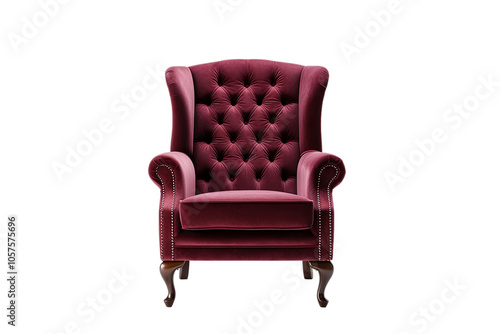 Elegant Burgundy Tufted Velvet Wingback Chair