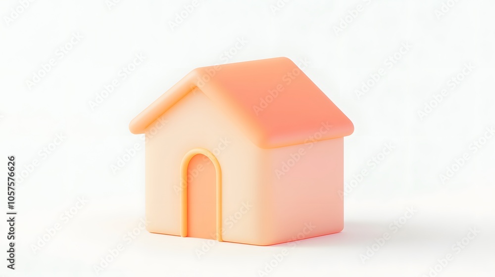 3D style house icon, bright peach and orange colors, white background, simple design, poster
3D style house icon, bright peach and orange colors, white background, simple design, poster
