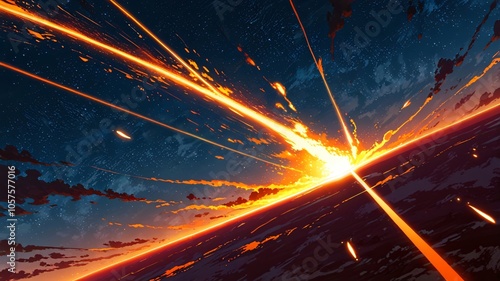 Infernal Awakening: Cosmic Blaze anime wallpaper background, print, merch,