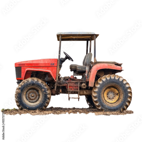 Paddy Tractor - Suitable for working in rice paddies with waterlogged fields. isolated on transparency background photo