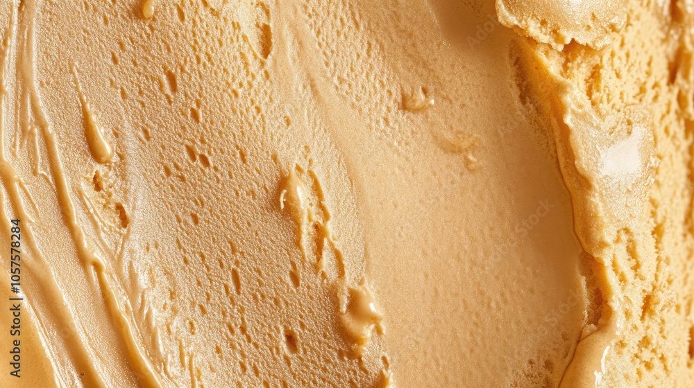 Caramel flavored gelato with a detailed close up of its smooth surface texture showcased as a full frame background banner Caramel flavored gelato with a detailed close up of its smooth surface texture showcased as a full frame background banner