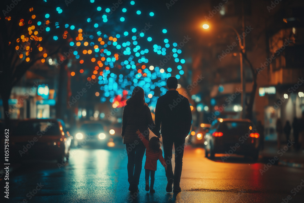 Family Walking In The Night Family Walking In The Night
