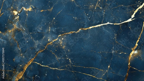 Blue marble with glistening gold veins, creating a rich and elegant texture for a stylish background