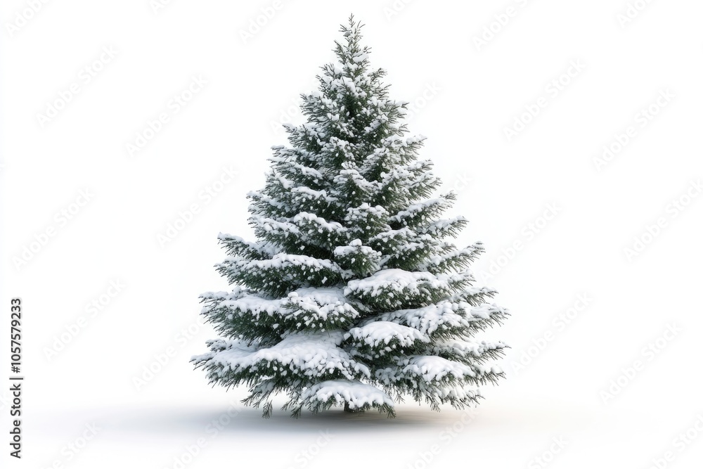 Christmas tree covered with snow isolated on white background. Christmas tree covered with snow isolated on white background.