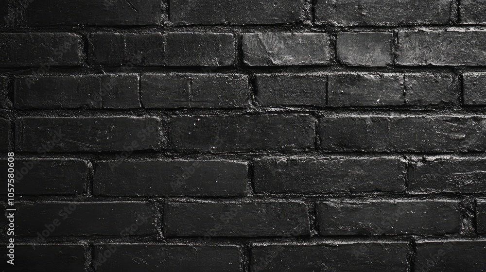 Fototapeta premium Black brick wall with a painted finish ideal for use as a background or wallpaper design