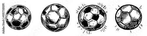 Soccer ball drawn in the doodles style in football icon sketch