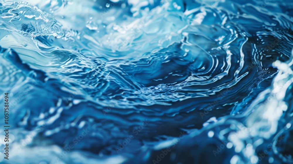 Swirling blue water waves in motion Close-up photo with clean background Swirling blue water waves in motion Close-up photo with clean background