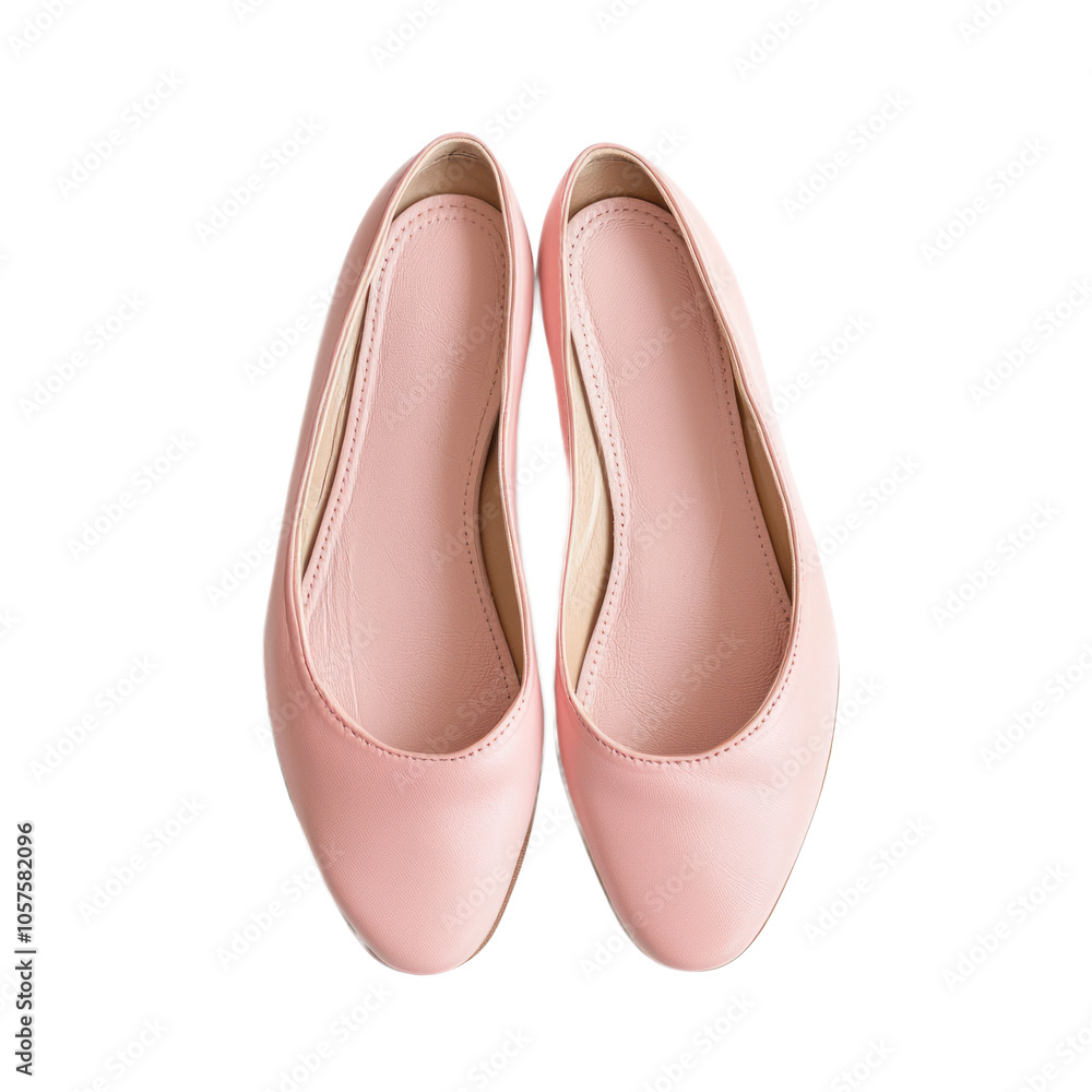 Soft pink ballet flats, emphasizing their delicate shape and comfortable fit. isolated on transparency background Soft pink ballet flats, emphasizing their delicate shape and comfortable fit. isolated on transparency background