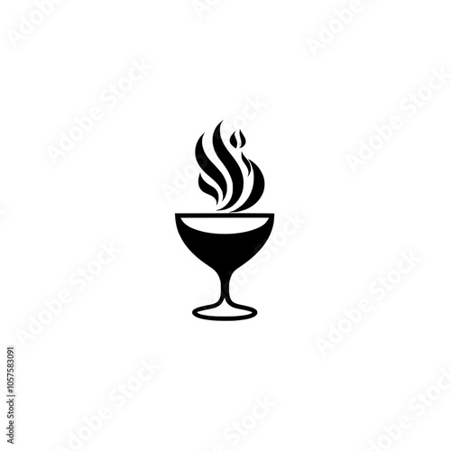 Illustration of a cocktail in a martini glass with garnish in black and white.