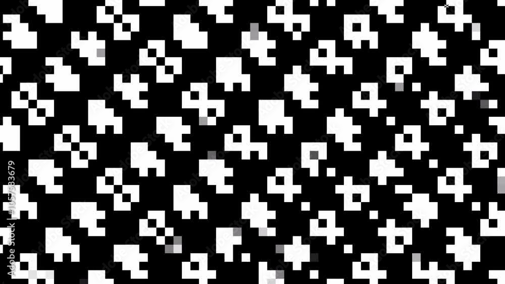 Checkered background.Seamless loop animation .Geometric wallpaper 4k. Backdrop with black and white shapes. Checkered background.Seamless loop animation .Geometric wallpaper 4k. Backdrop with black and white shapes.