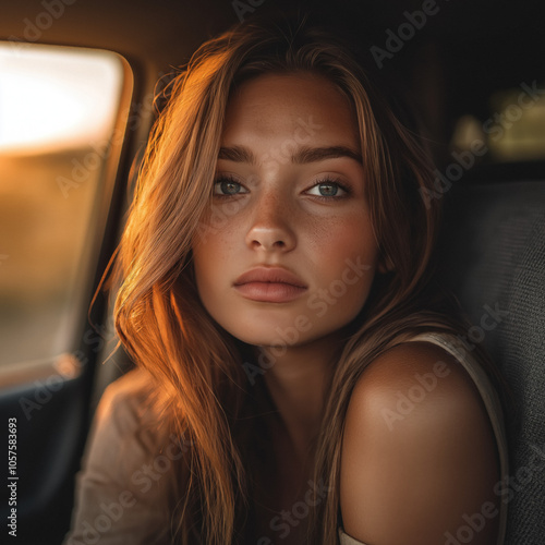 Girl In Car Isolated
