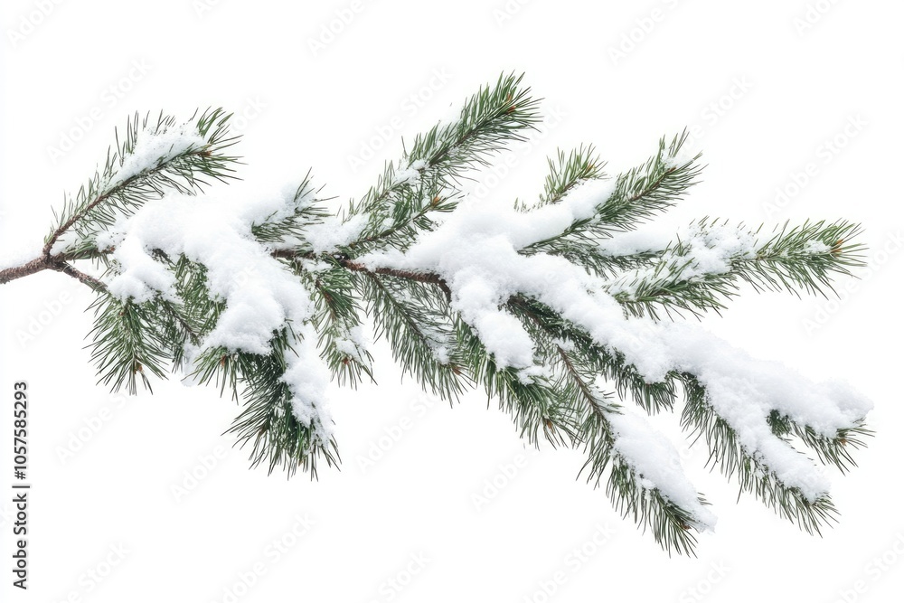 Snow covered fir branch isolated on white background. Snow covered fir branch isolated on white background.