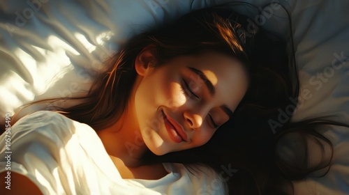 Woman Sleeping with Eyes Closed and a Smile