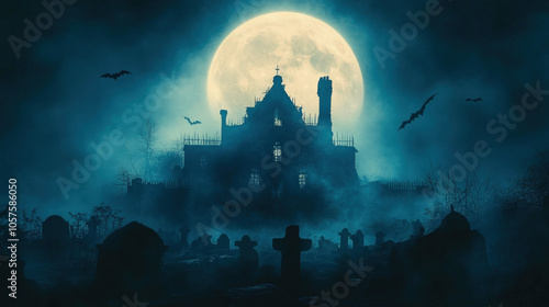 Haunted House Silhouette Ag...