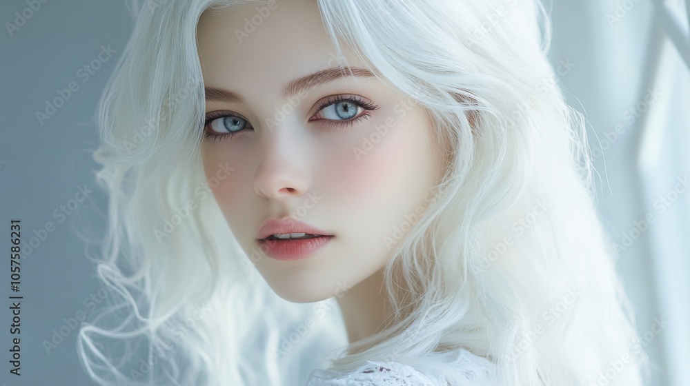 Ethereal Portrait of Woman with White Hair Ethereal Portrait of Woman with White Hair
