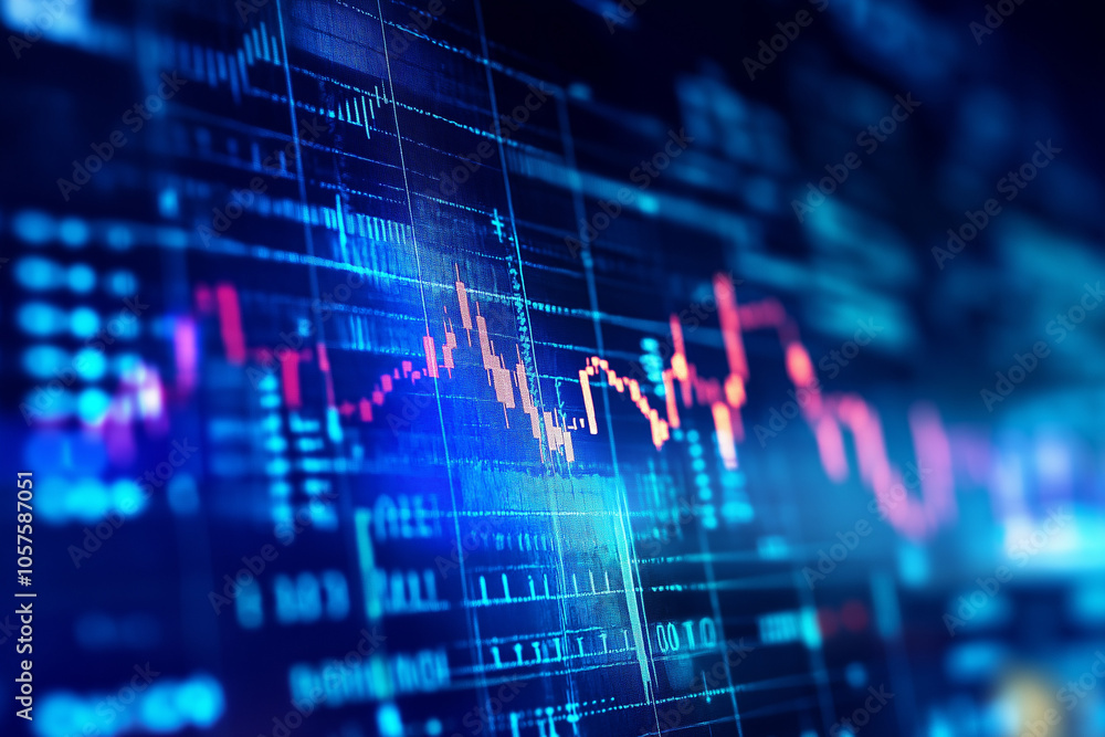Blue color background with abstract financial graph Blue color background with abstract financial graph