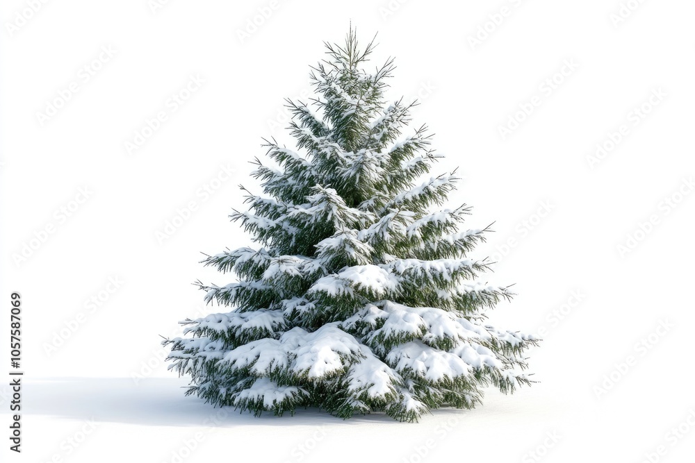 spruce covered with snow isolated on white background spruce covered with snow isolated on white background