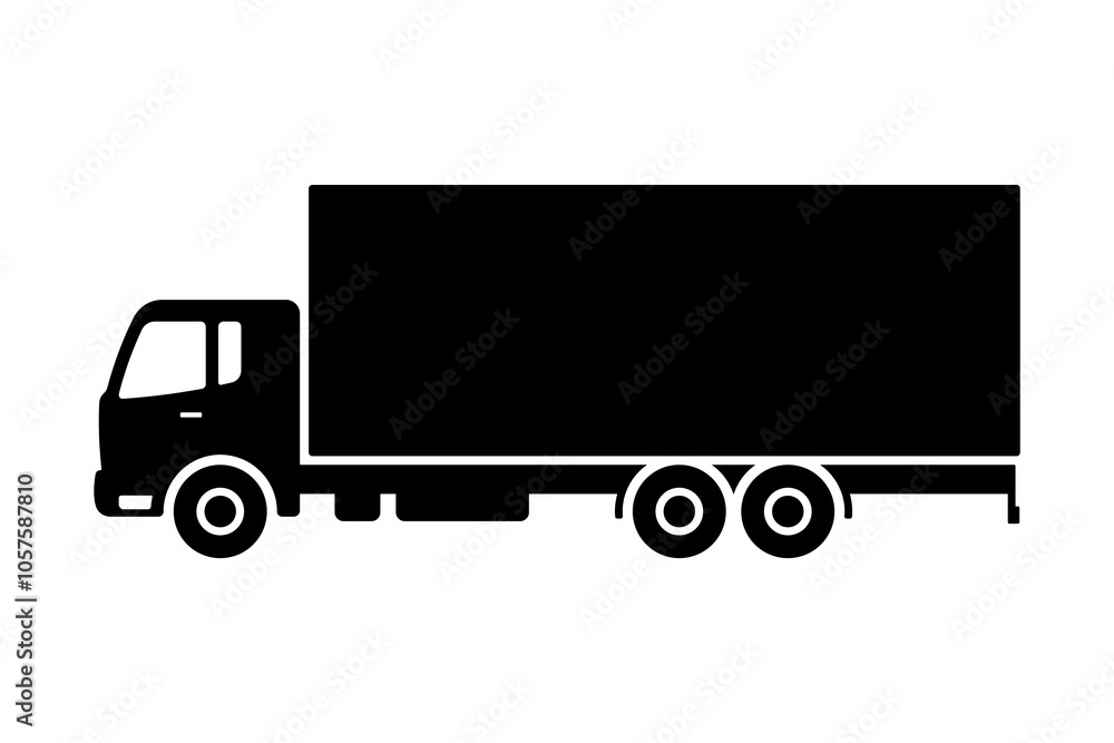 Truck icon. Black silhouette. Side view. Vector simple flat graphic illustration. Isolated object on white background. Isolate. Truck icon. Black silhouette. Side view. Vector simple flat graphic illustration. Isolated object on white background. Isolate.