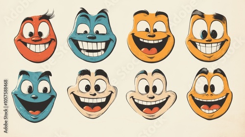 Wallpaper Mural Cartoon Smiling Faces Collection Torontodigital.ca