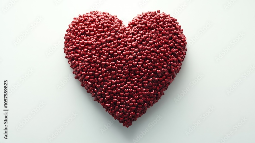 Red heart created from tiny hearts on a white background, symbolizing love diversity and collective unity. Red heart created from tiny hearts on a white background, symbolizing love diversity and collective unity.