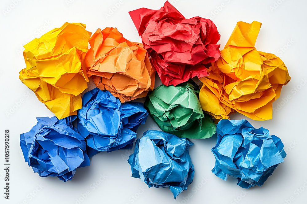 Crumpled pieces of colorful paper isolated on a white background... Crumpled pieces of colorful paper isolated on a white background...