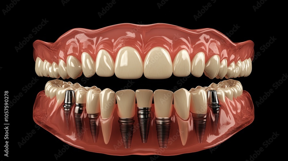 Obraz premium Dental Implants and Denture Model