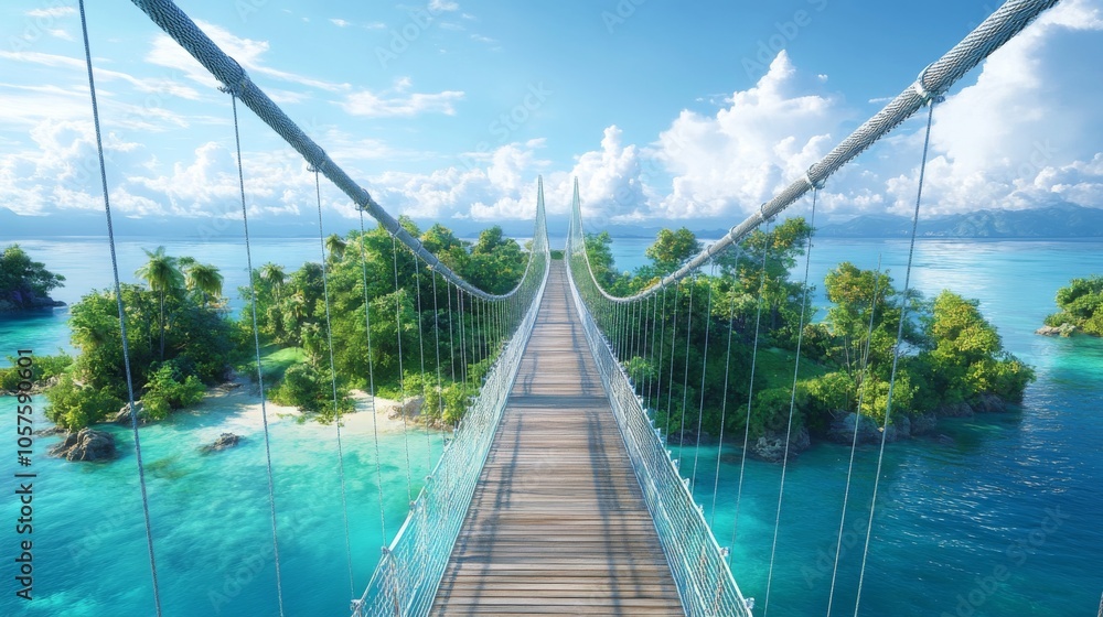 Obraz premium Suspension Bridge to Tropical Paradise