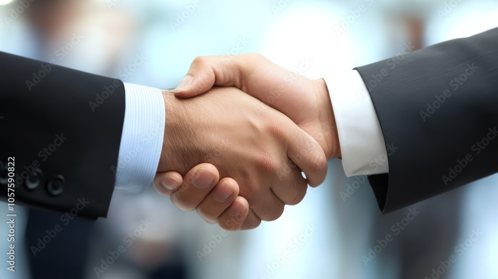 Professional business handshake with an office background softly focused Professional business handshake with an office background softly focused