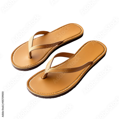 Comfortable flat sandals with a minimalist design, showcasing simple elegance. isolated on transparency background