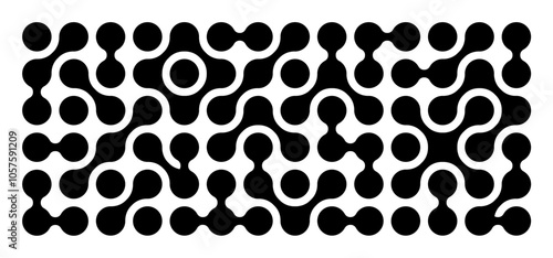 Metaball Texture. Vector Connect Rounded Shapes. Abstract Geometric Black Dots on White Background. Morphing Blob Elements Pattern