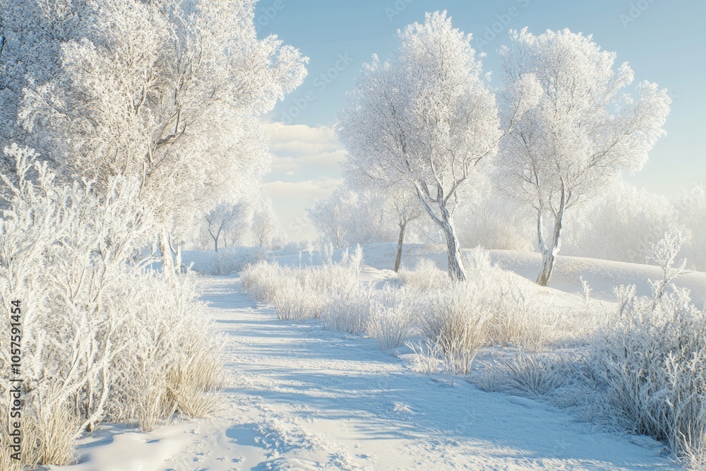 Winter beautiful landscape with trees covered with hoarfrost Winter Winter beautiful landscape with trees covered with hoarfrost Winter