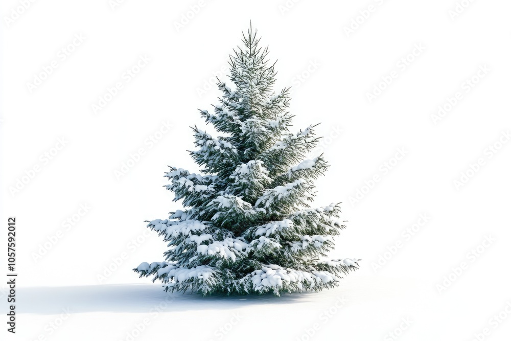 Snow covered Christmas tree isolated on white background. Snow covered Christmas tree isolated on white background.