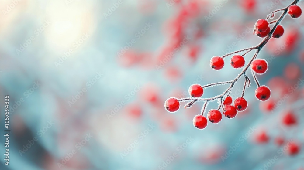 Close up of red winter berries against a softly blurred backdrop Close up of red winter berries against a softly blurred backdrop