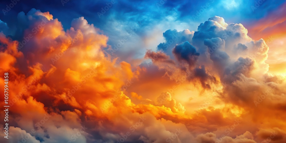 Abstract Cloudy Sky in Vibrant Orange and Blue Colors with Blend Effect Abstract Cloudy Sky in Vibrant Orange and Blue Colors with Blend Effect