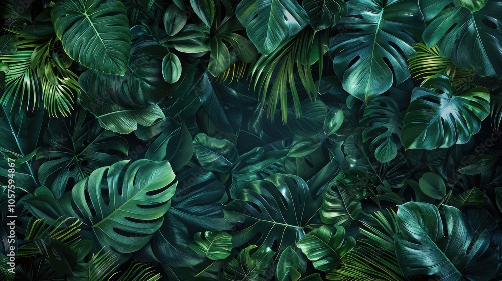 Stock Photo Of Dark Green Tropical Foliage Can Be Used As Wallpaper Or Background Stock Photo Of Dark Green Tropical Foliage Can Be Used As Wallpaper Or Background