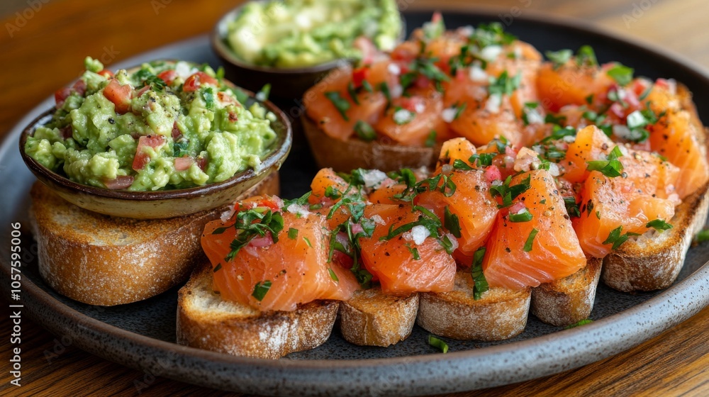 Smoked Salmon Bruschetta with Guacamole Smoked Salmon Bruschetta with Guacamole