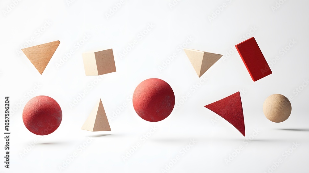 different levitating 3d shapes on white background different levitating 3d shapes on white background