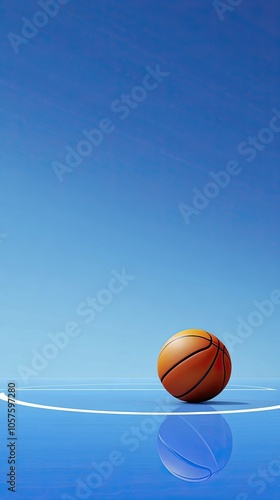 A basketball on the blue background. 