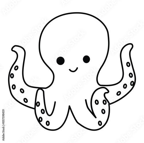 octopus cartoon outline image for coloring book