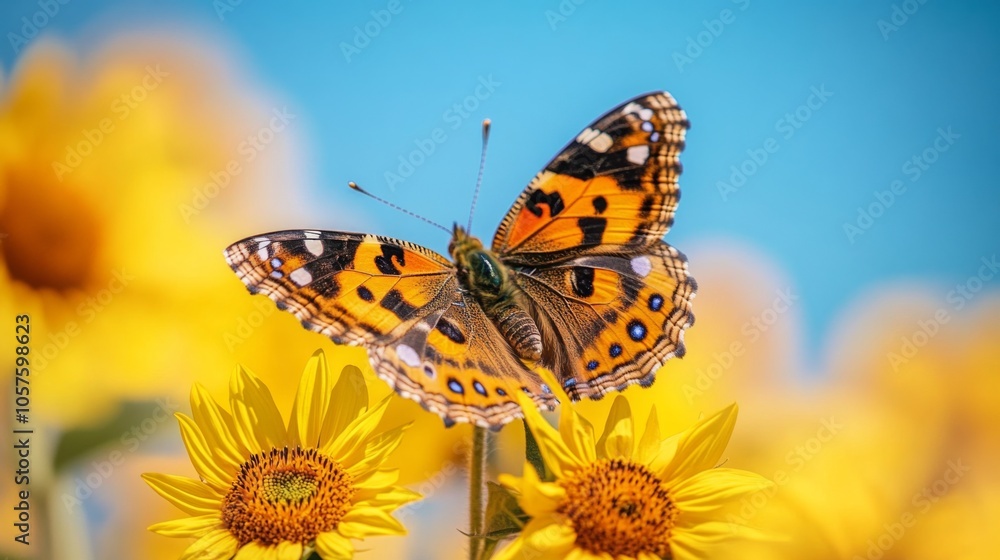 Butterfly on Sunflowers Butterfly on Sunflowers