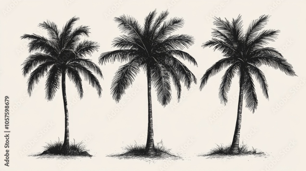 Obraz premium Three Palm Trees Silhouette